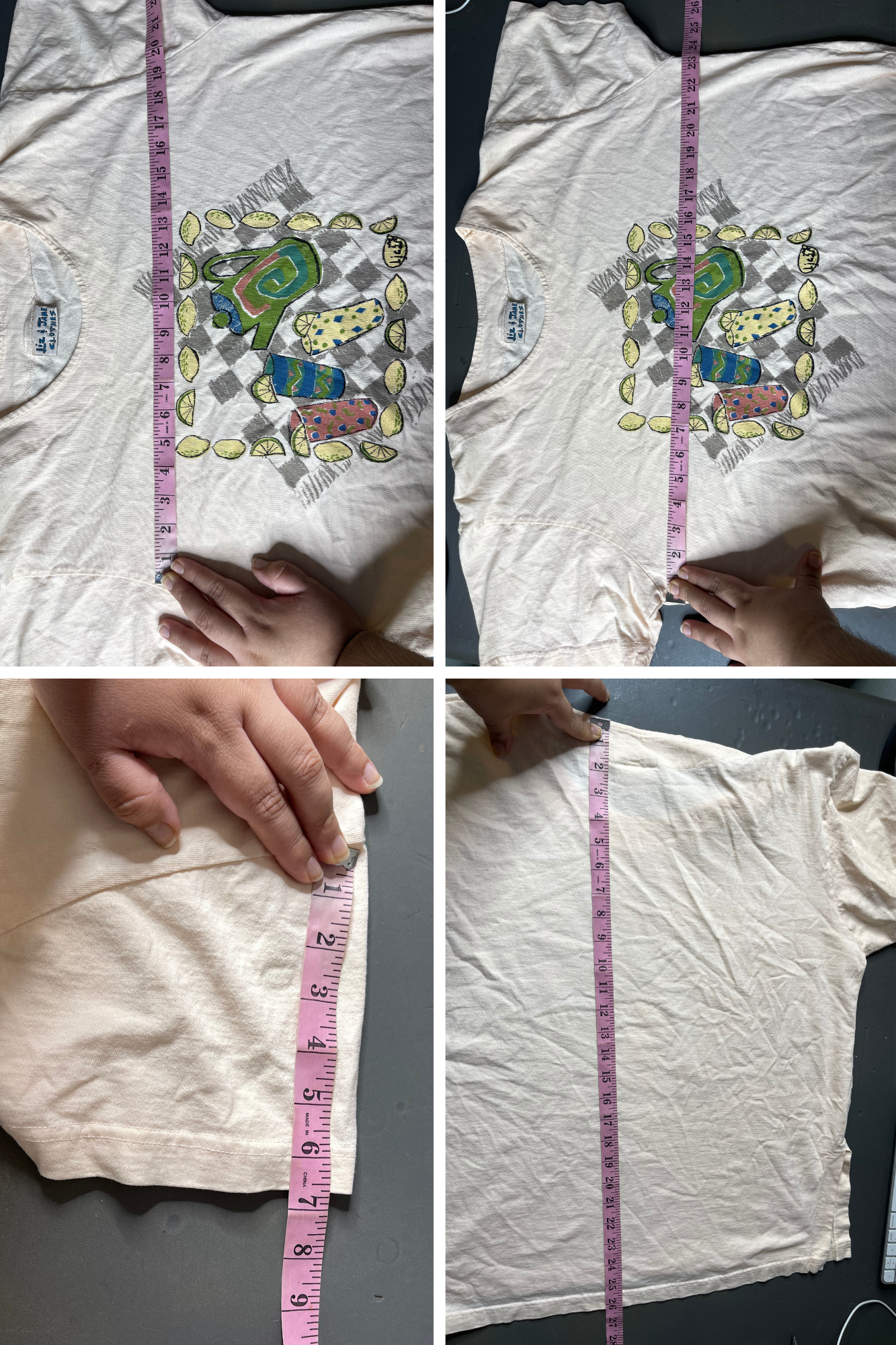 Vintage Lemonade Embroidered Oversized Boxy Graphic Tee Sz M/L