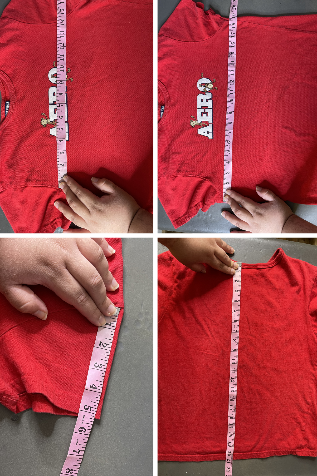 2000s Red Aero Sparkly Monkey Tee Sz M