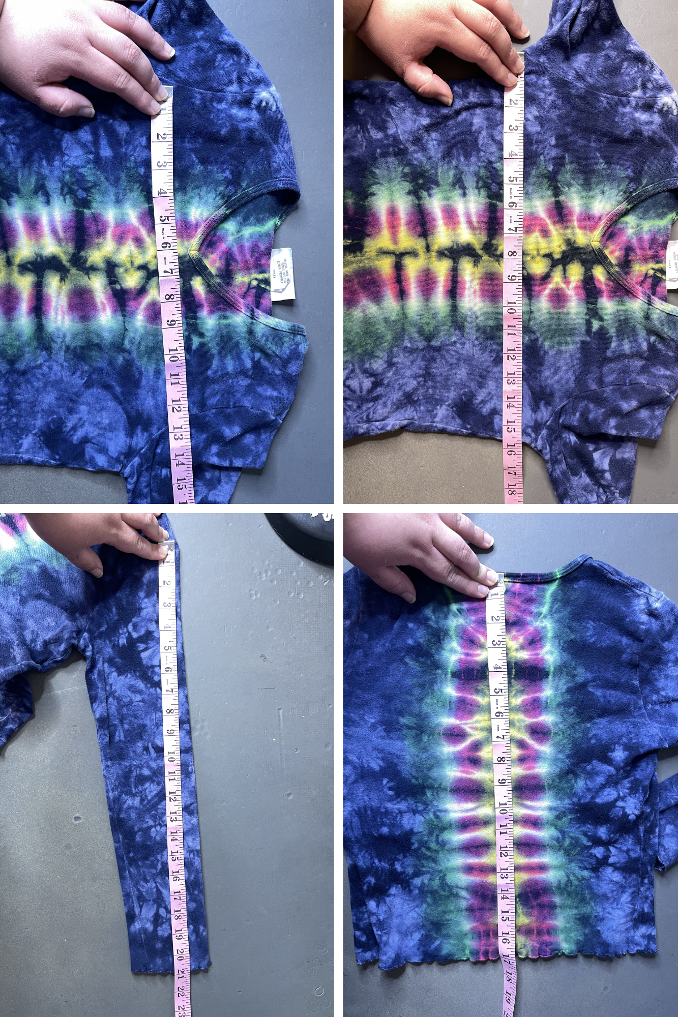 Vintage Colorful Tie-dye Cropped Long Sleeve Sz S/M