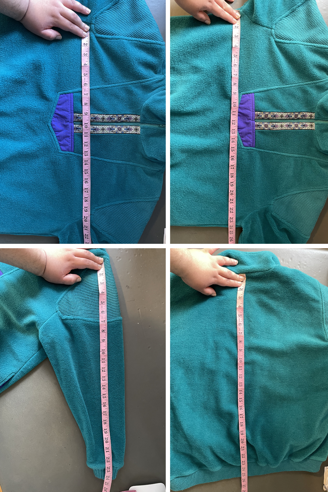 Vintage 90s Retro Teal Green Fleece Pullover Sweater Sz L