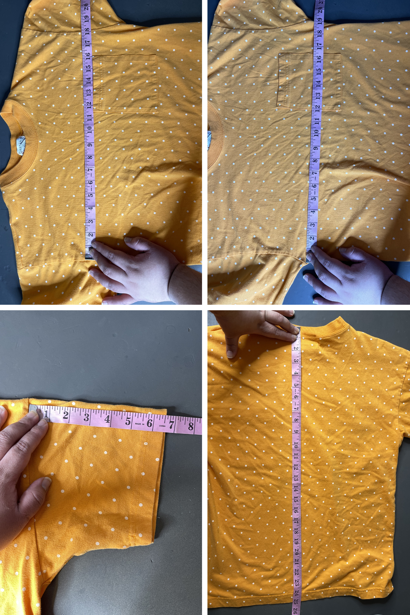 Vintage 90s Orange Polka Dot Tee Sz S