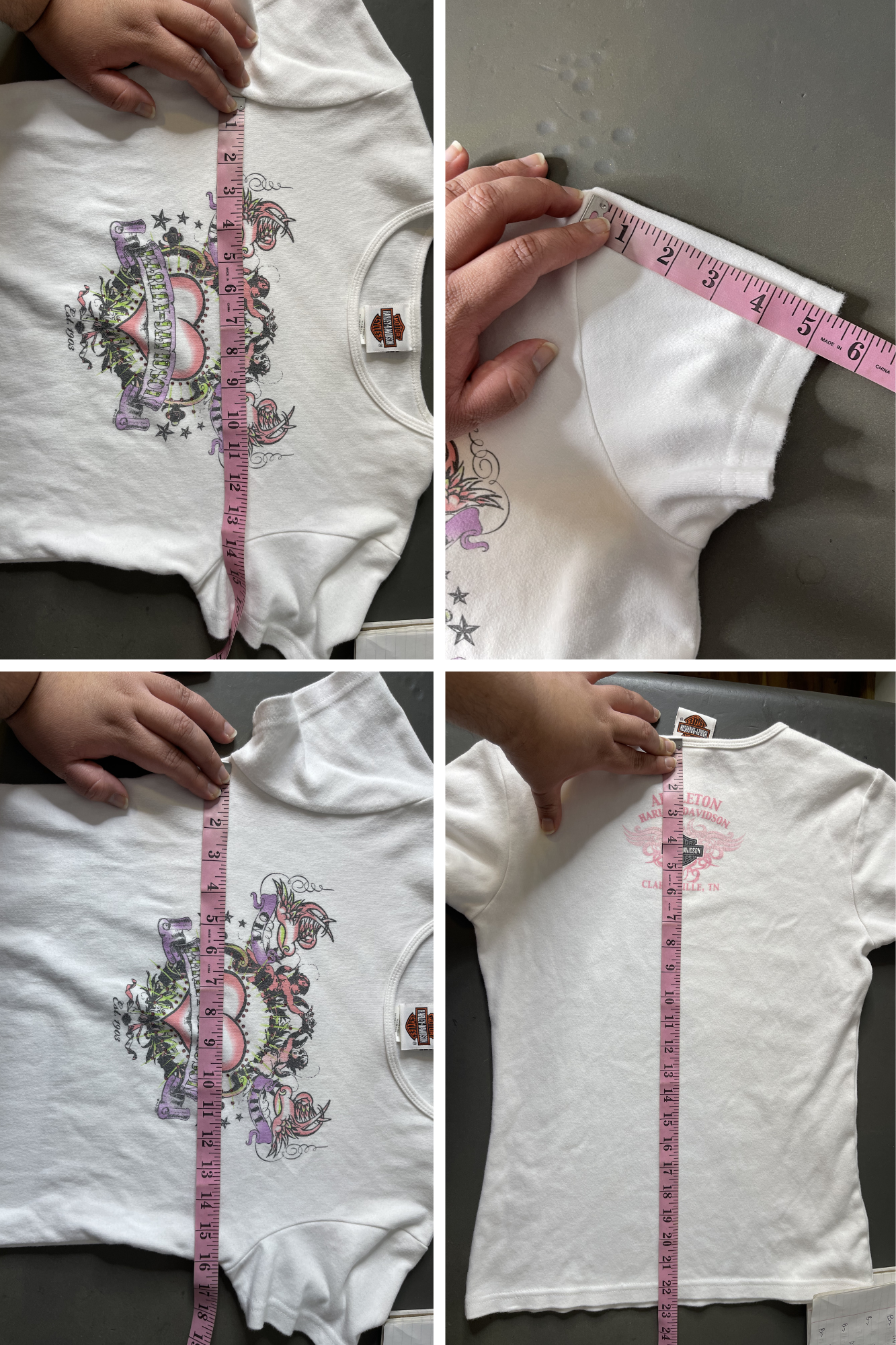 2000s Harley Davidson Cherub Heart Fitted Tee Sz M