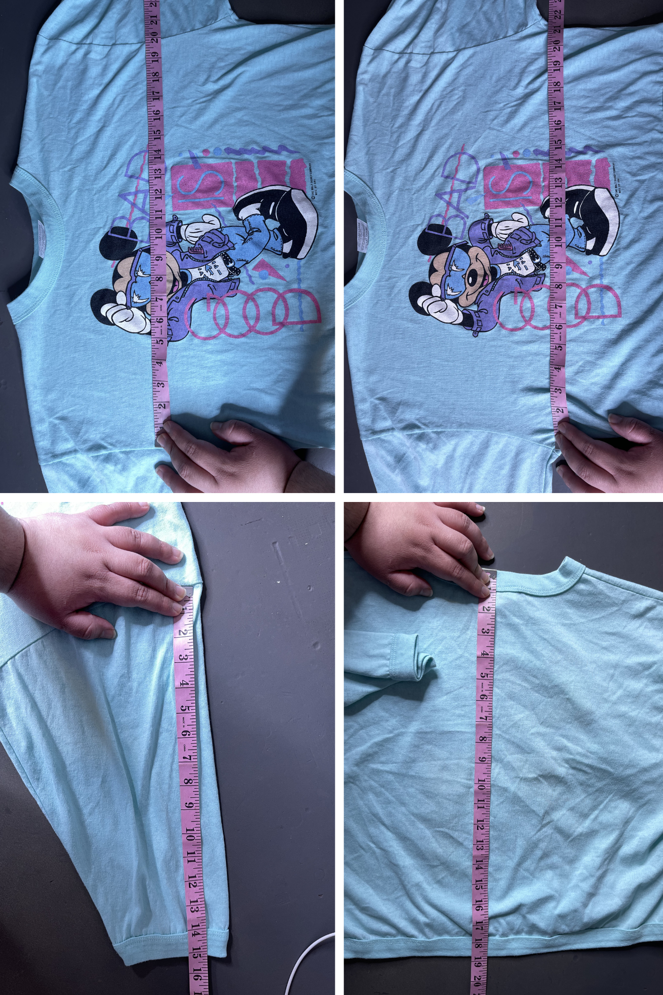 Vintage 80s Mickey Mouse Cropped Long Sleeve Sz L