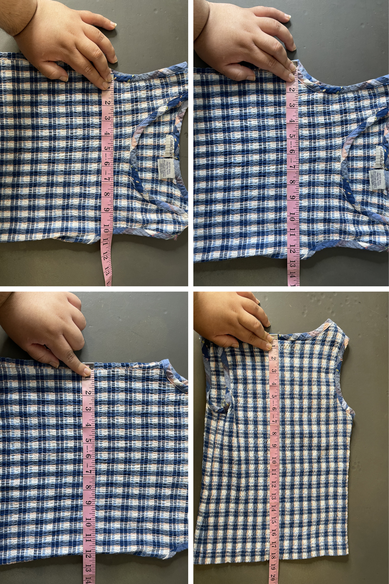 2000s Blue & Peach Plaid Stretchy Tank Top Sz S/P