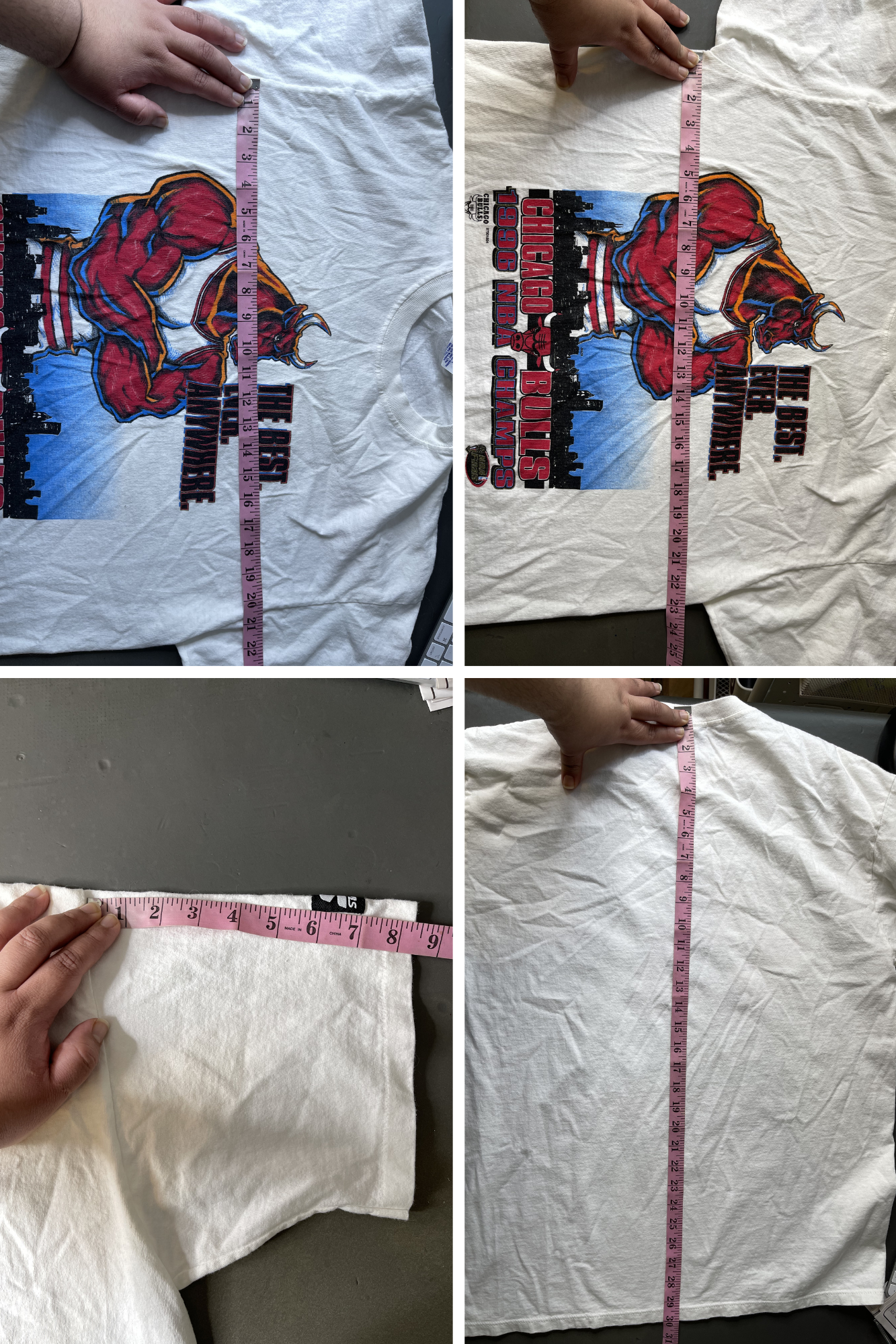Vintage 90s Chicago Bulls NBA Finals Champs Graphic Tee Sz L
