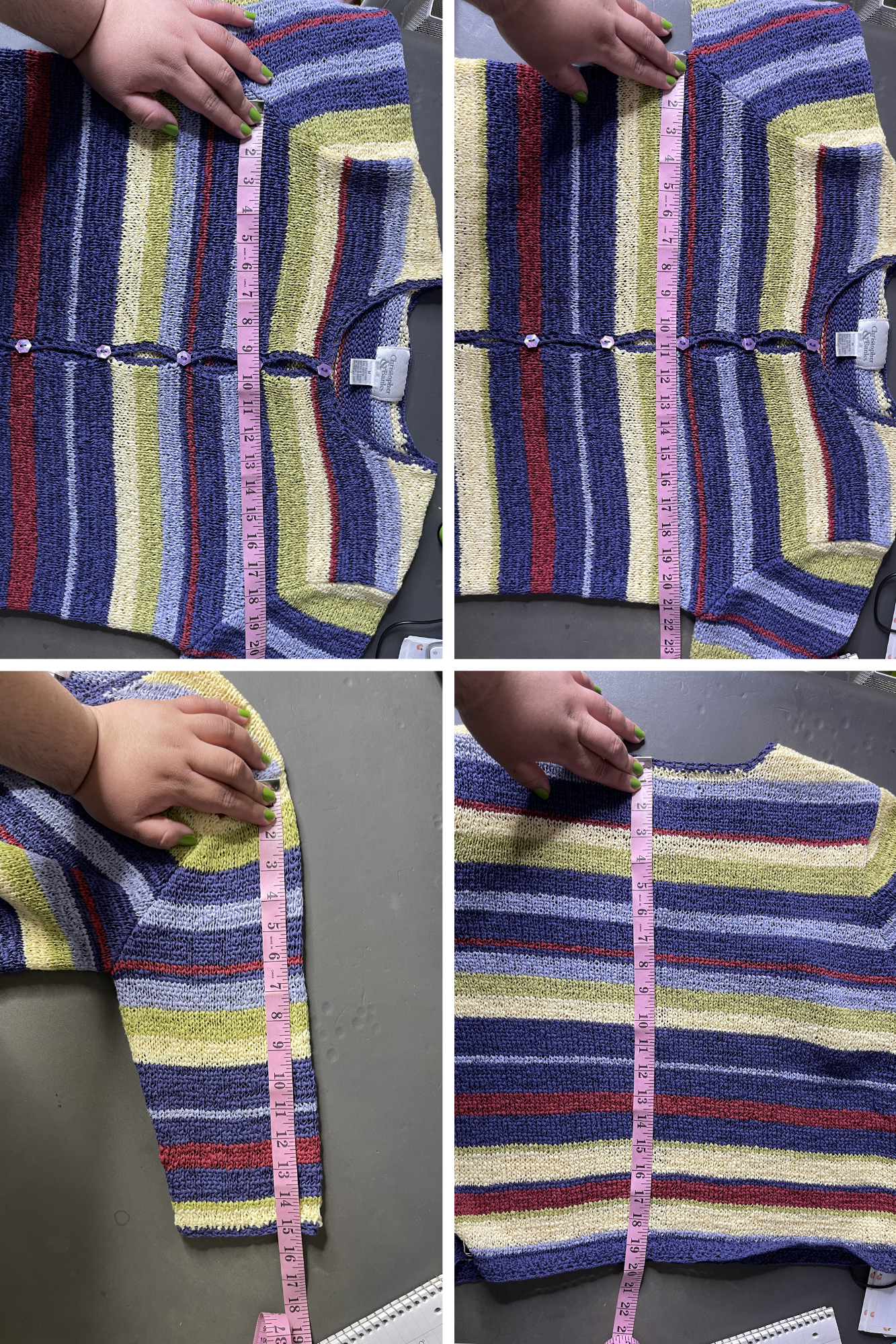 Vintage Colorful Striped Short Sleeve Knit Cardigan Sz M/L