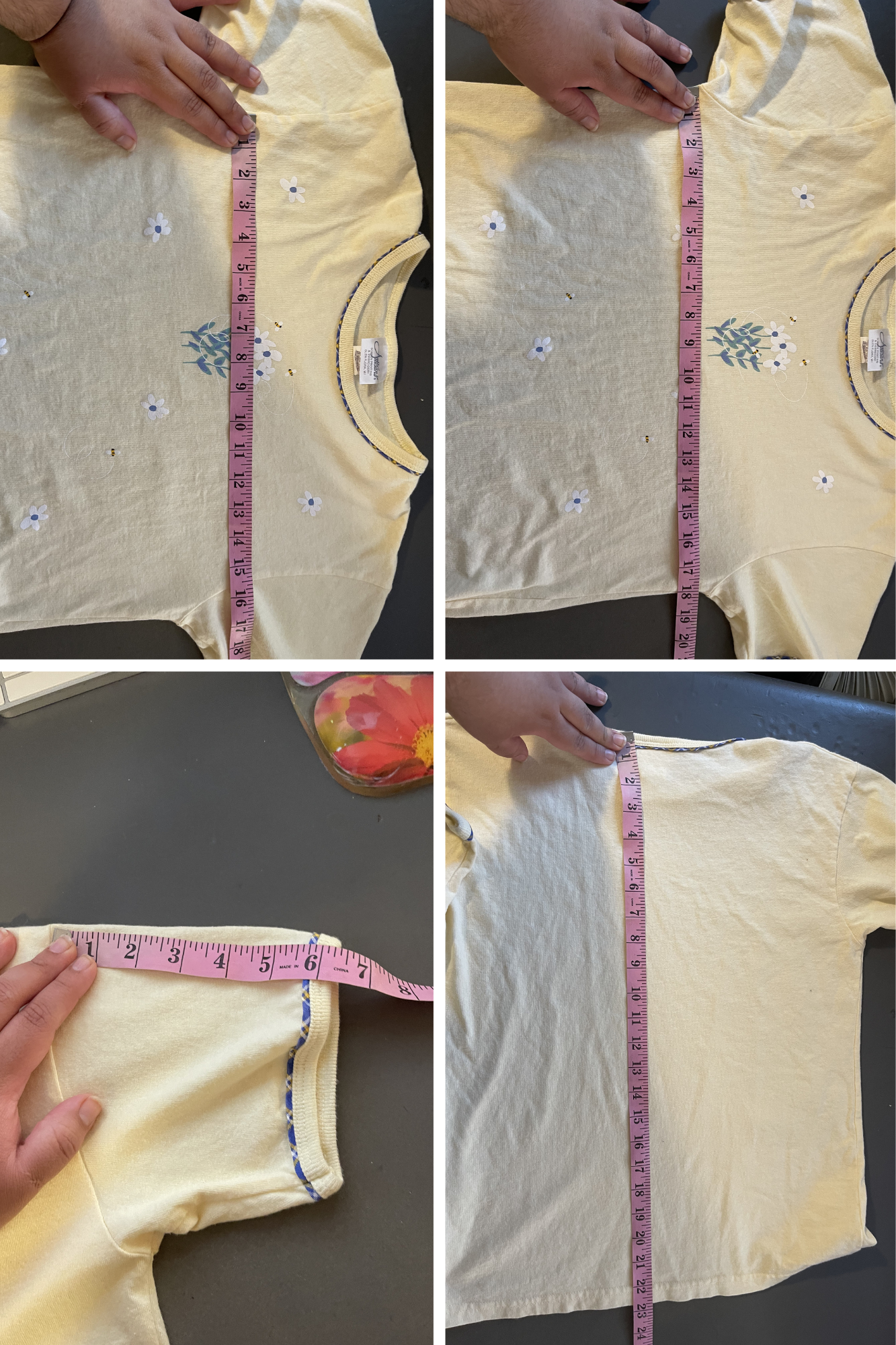 Vintage Yellow Nature Flower Bee Tee Sz M