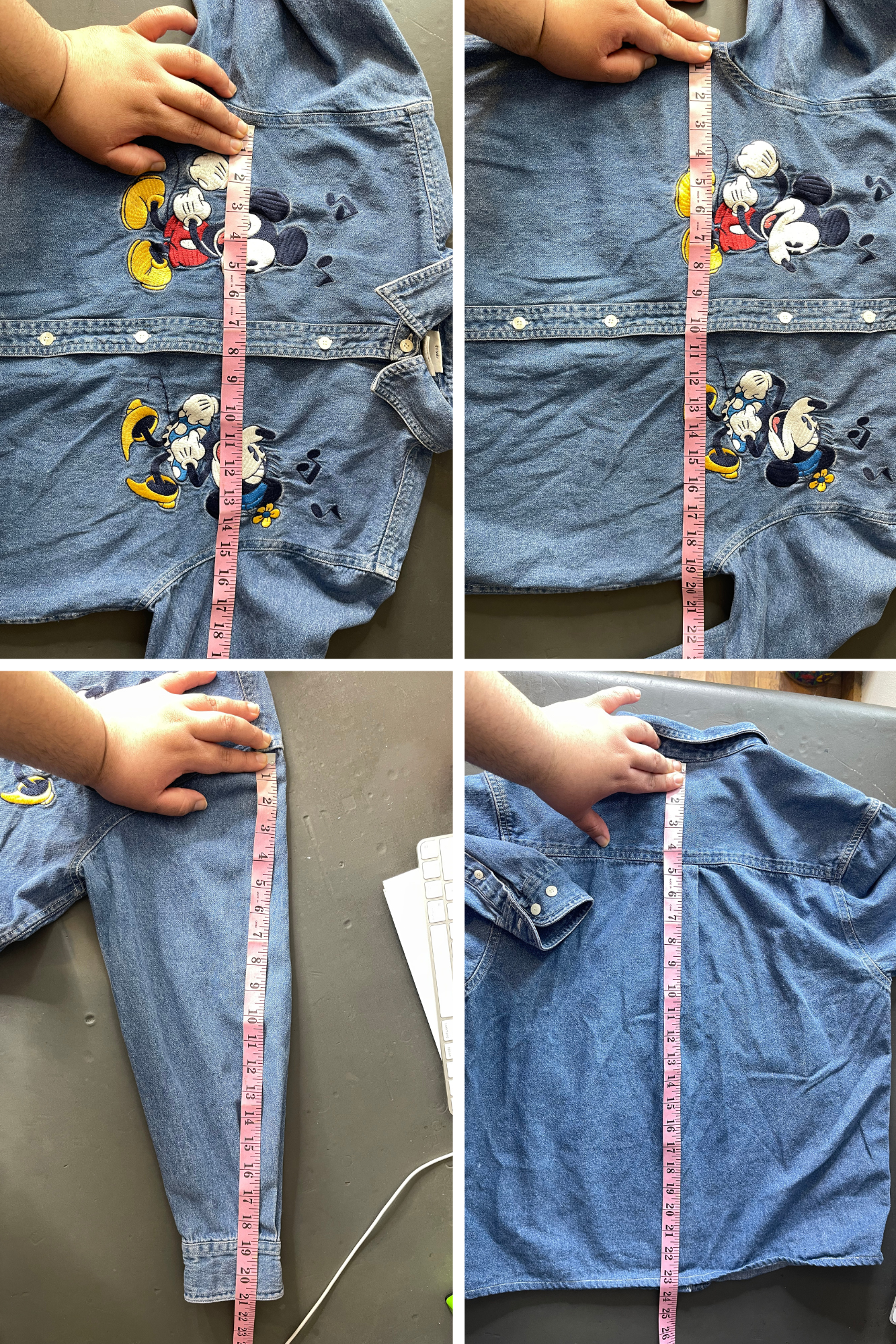 Vintage Minnie & Mickey Mouse Denim Button Down Sz S