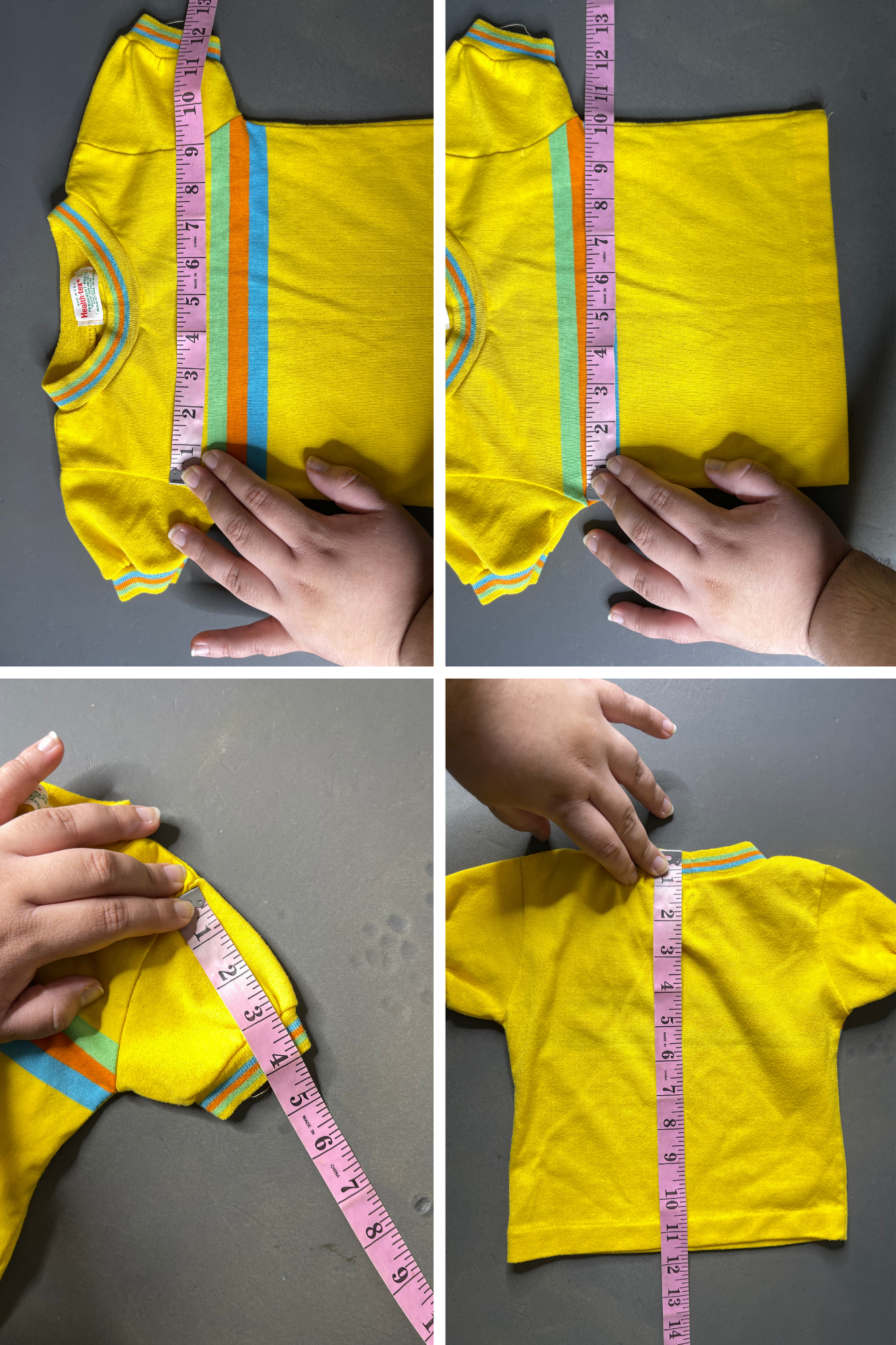 Vintage Yellow Striped Multi-Color Ringer Tee Sz 18M