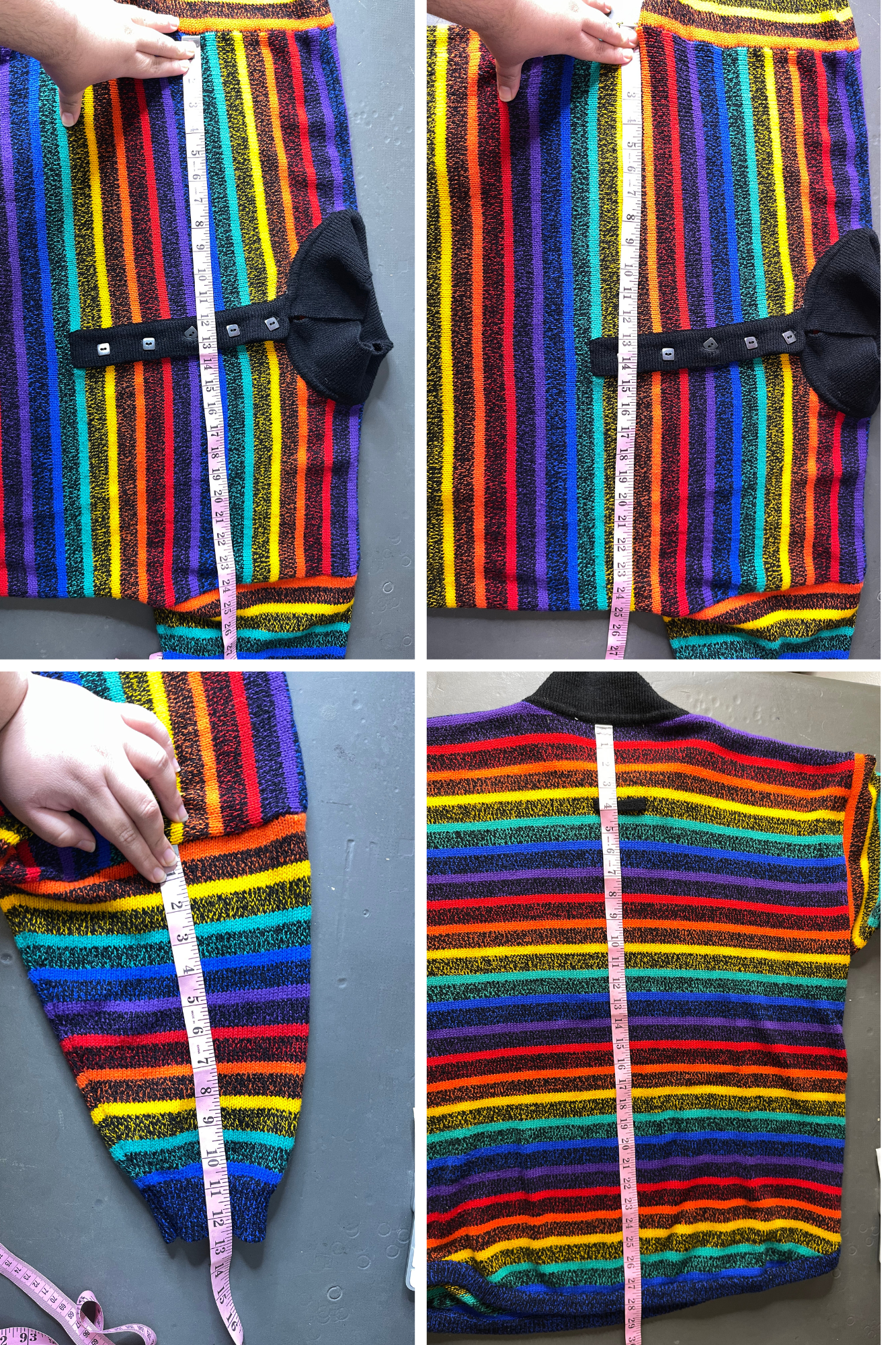 Vintage 90s Rainbow Striped Oversized Knit Sweater Sz "One Size"
