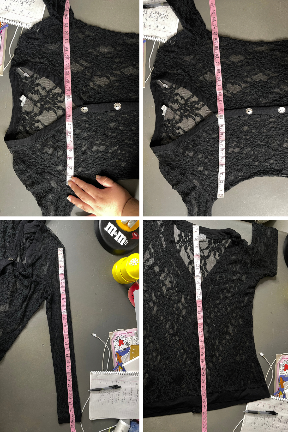 2000s Black Floral Sheer Lace Cardigan Sz L