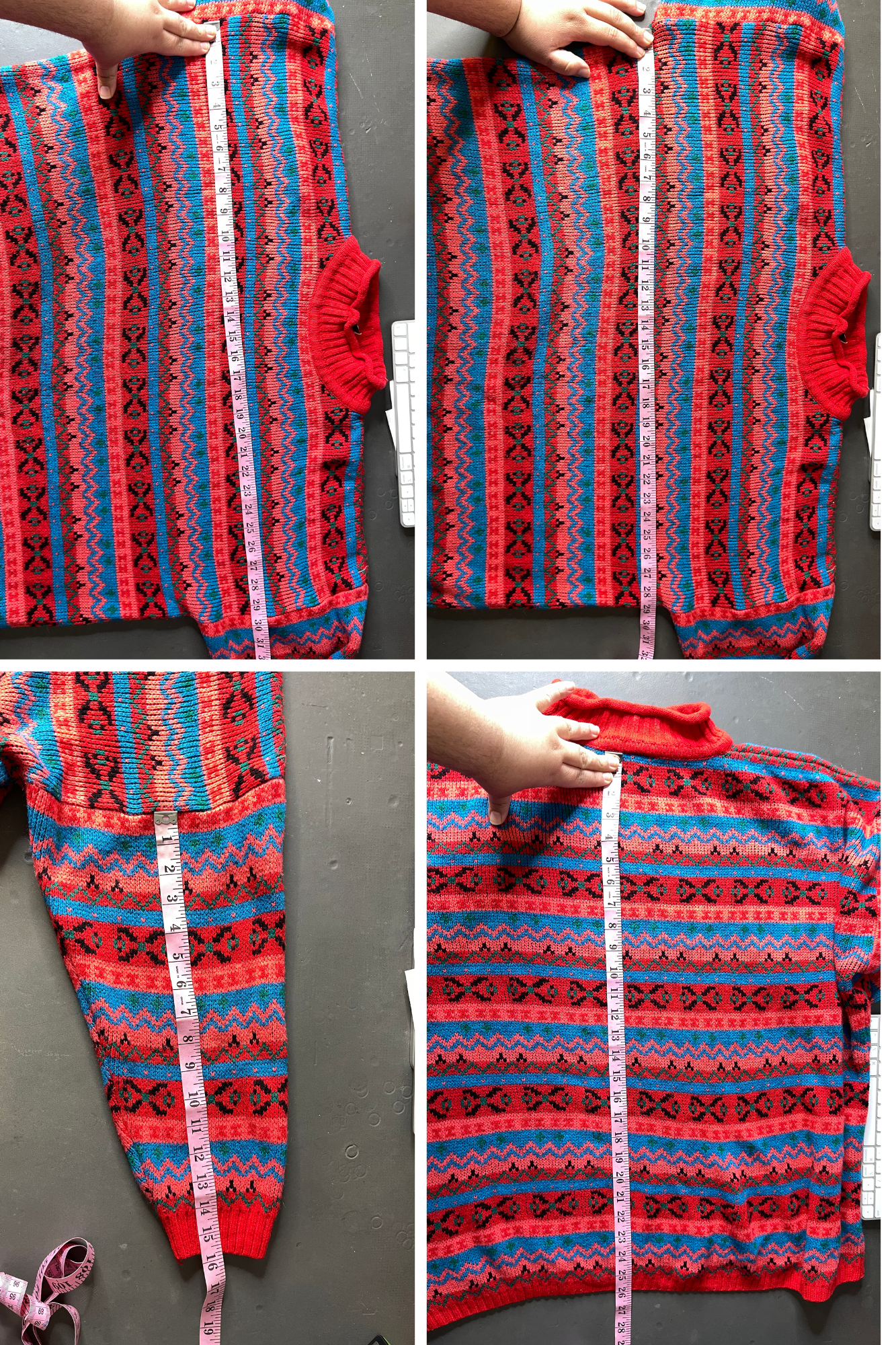 Vintage Colorful Retro Oversized Mock Neck Knit Sweater Sz "One Size"