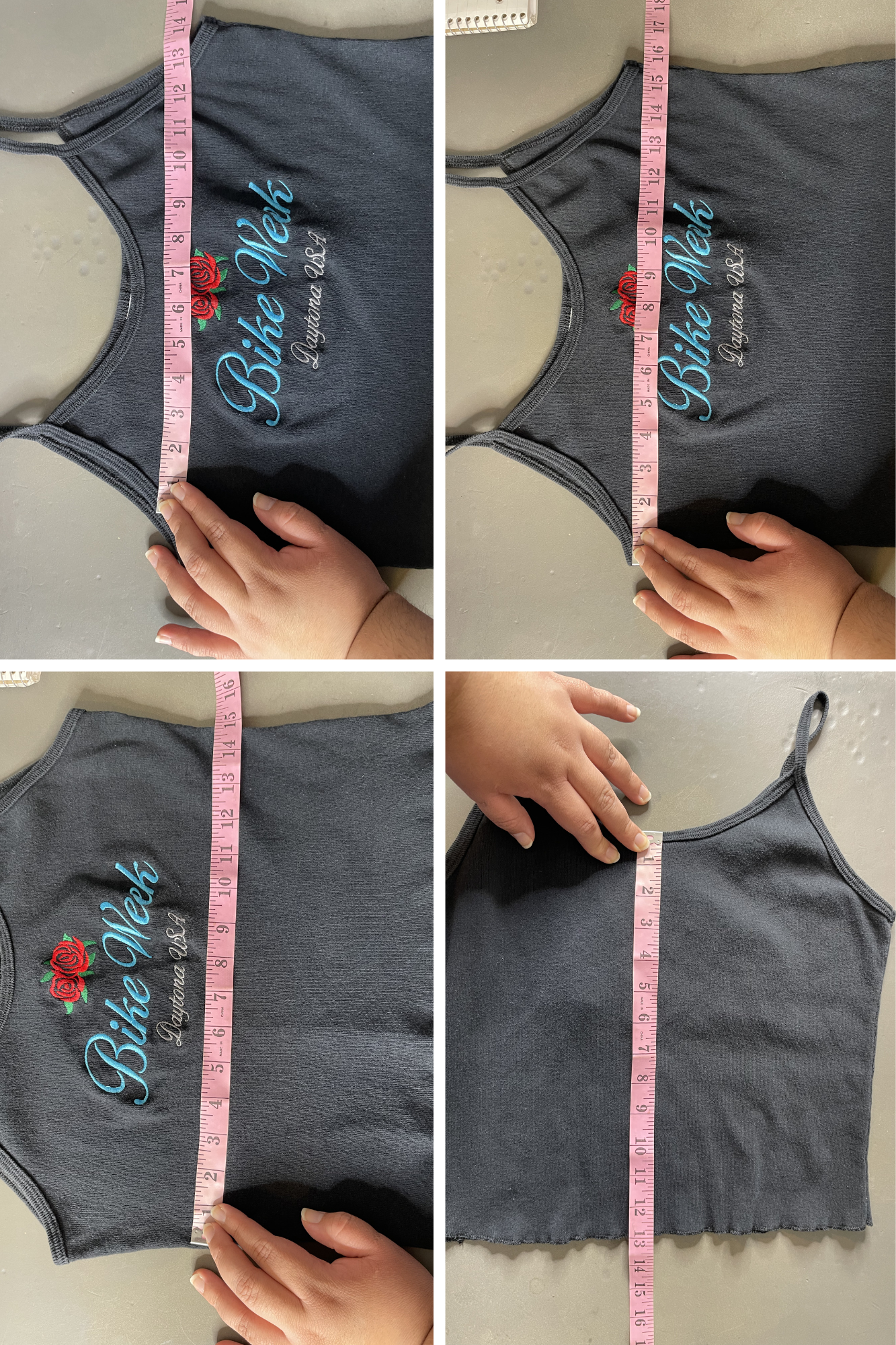 2000s Faded Black Embroidered Bike Week Tank Top Sz M/L