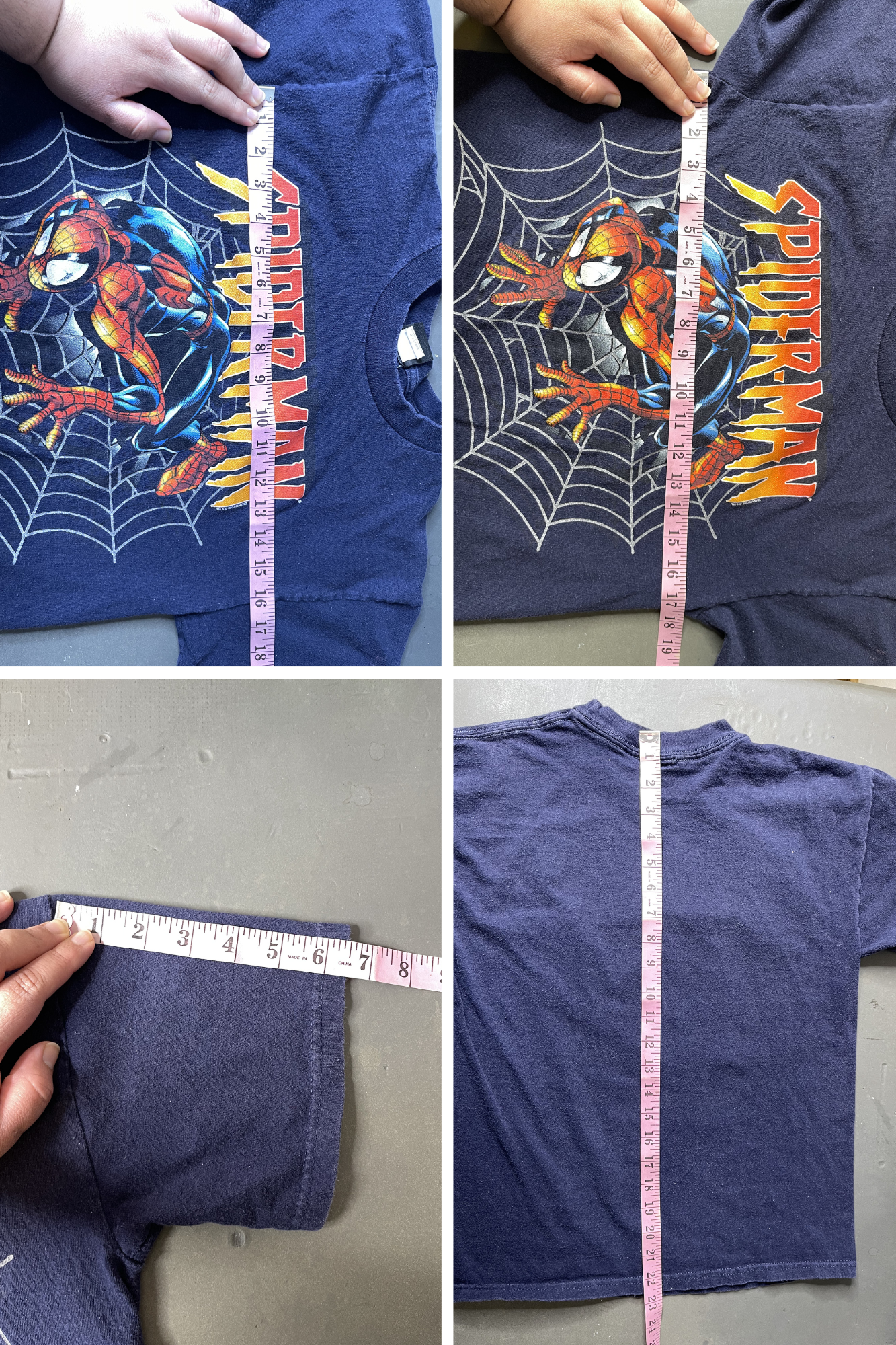 2000s Faded Navy Blue Spider-man Kids Graphic Tee Sz L