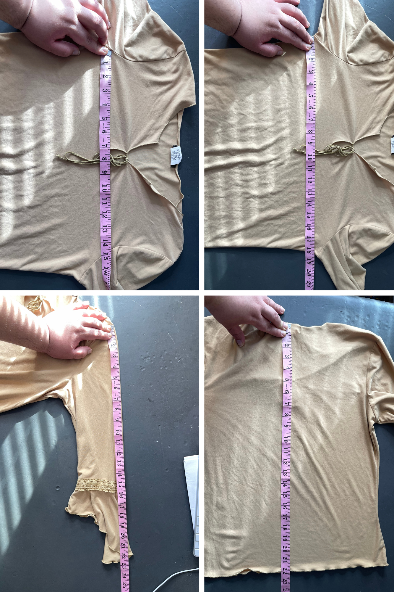 2000s Tan Boho Fairy Bell Sleeve Style Top Sz L