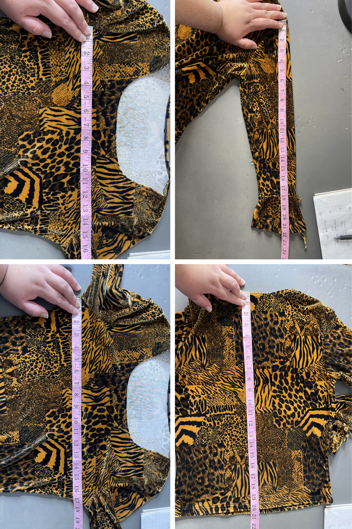 Vintage 90s Velvet Animal Print Long Sleeve Sz M