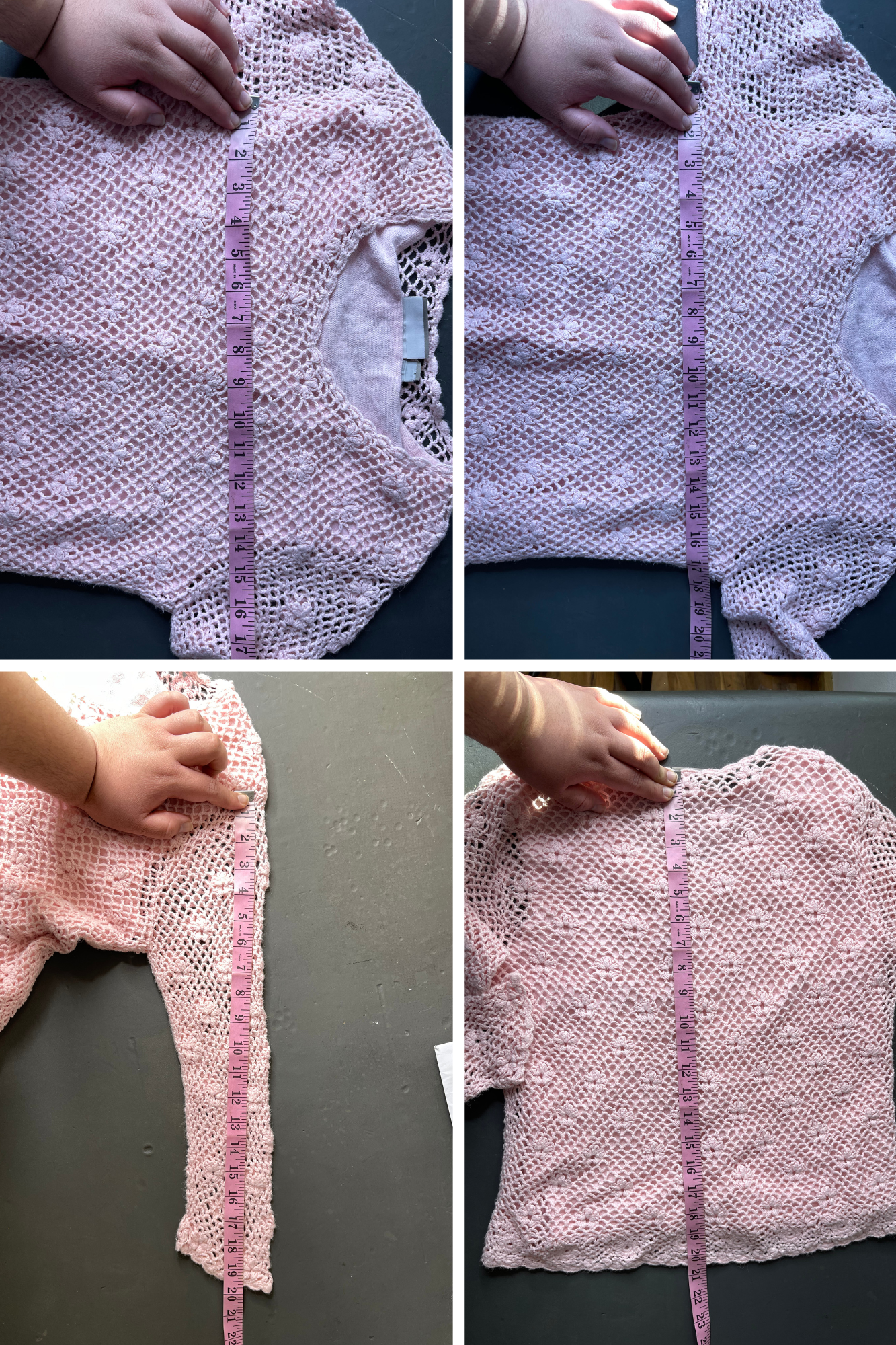 2000s Baby Pink 2pc Flower Crochet Cropped Sleeve Top Sz M