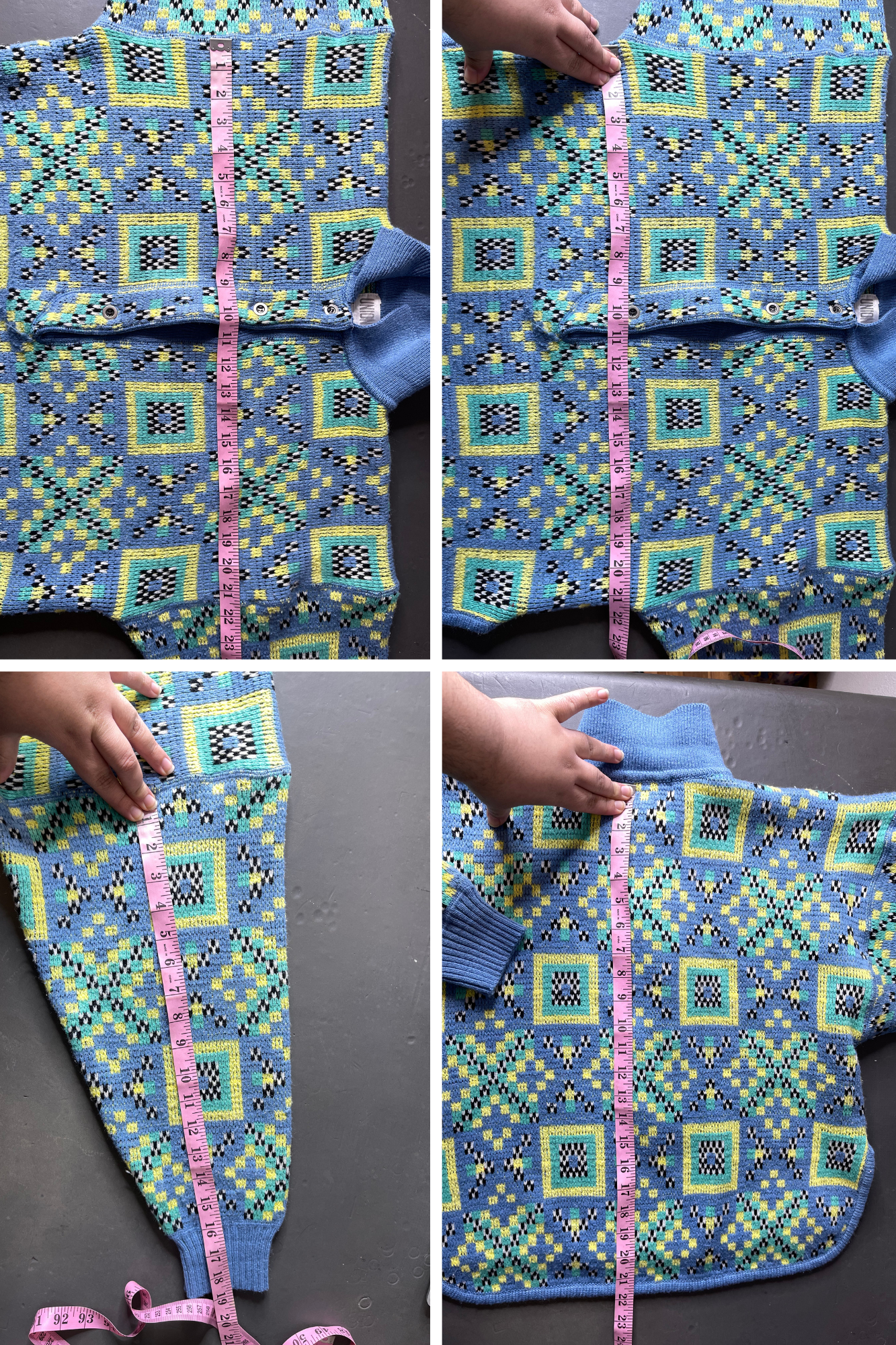 Vintage 90s Colorful Checkered Knit Semi Cropped Sweater Sz L