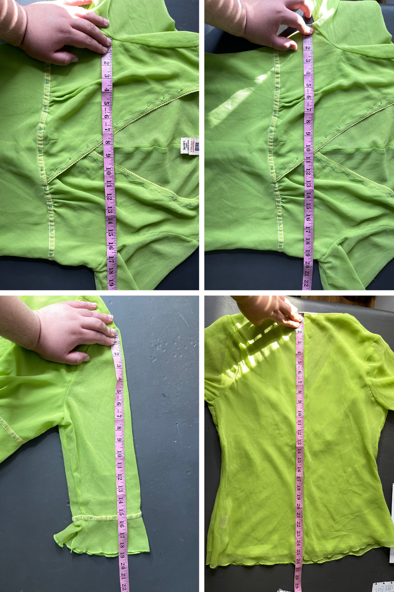 2000s Beaded Sheer Green V-Neck Style Top Sz L/XL