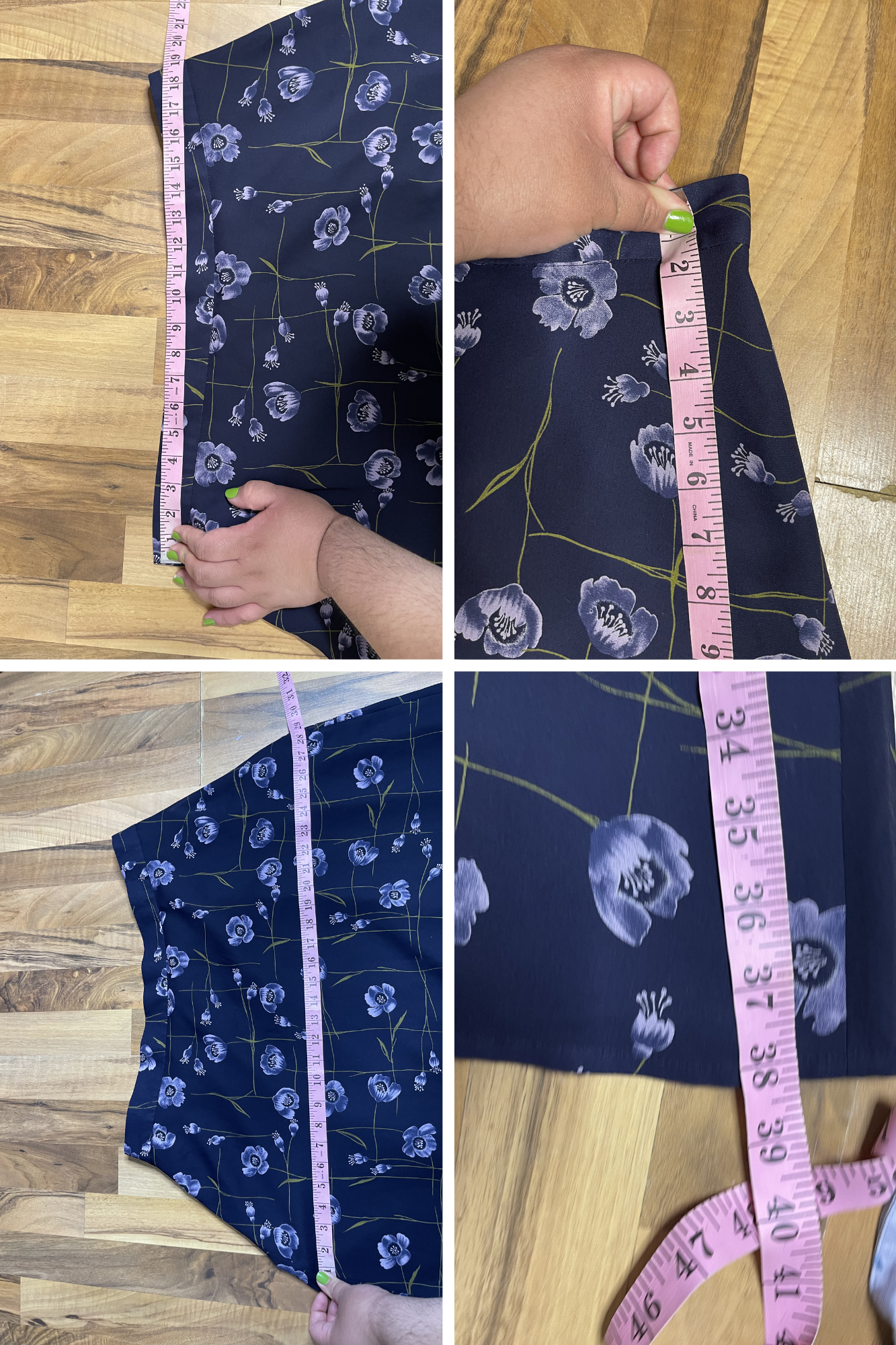 Vintage Plus Size Navy Blue Flower Print Maxi Skirt Sz 20W/22W