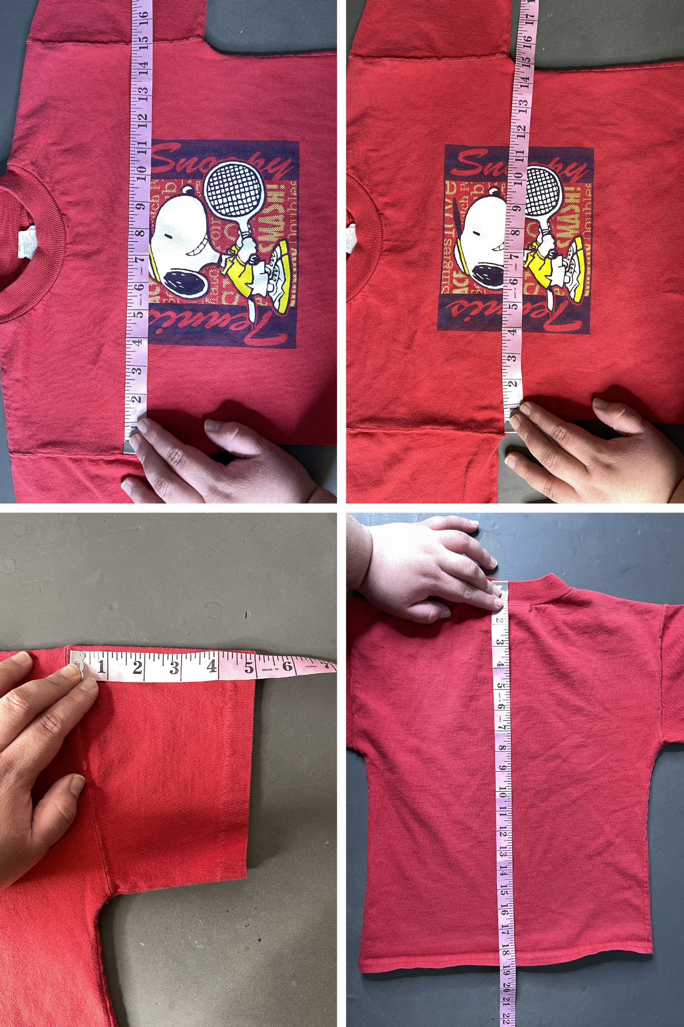 Vintage Red Snoopy Tennis Kids Graphic Tee Sz 6