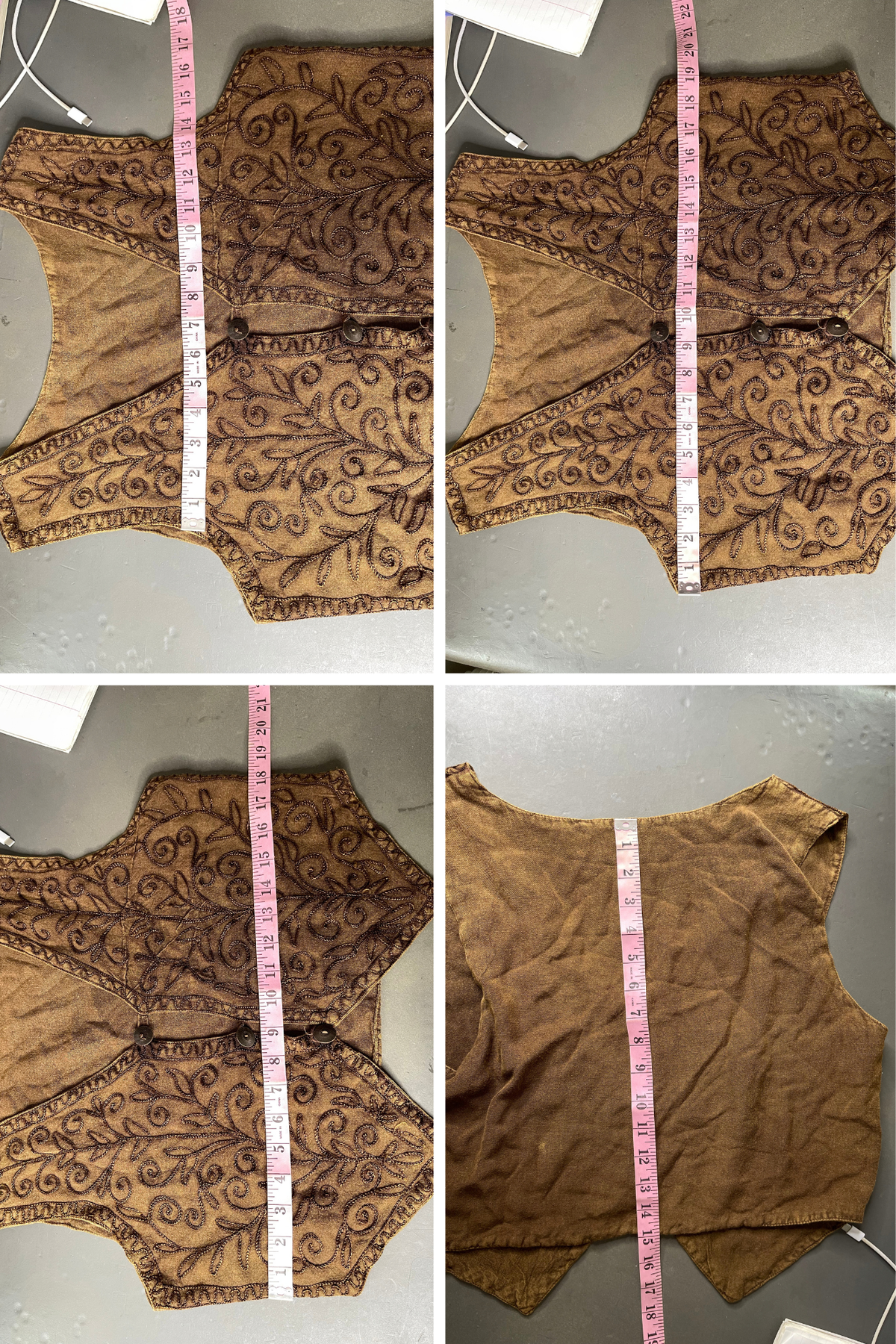 Brown Embroidered Hippie Fairy Style Vest Sz M
