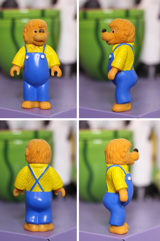 Vintage 80s The Berenstain Bears Flocked Trinket Toy Set 4pc