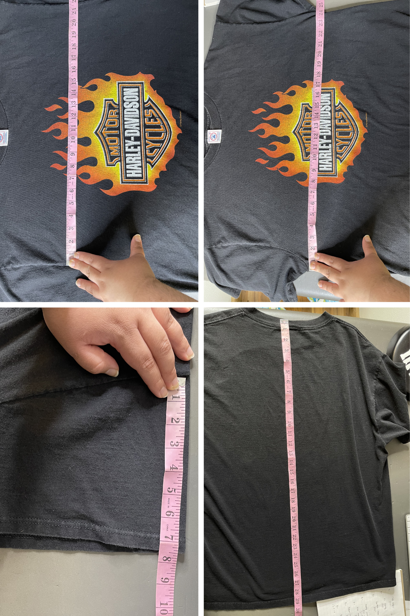 Vintage 90s Harley Davidson Flames Graphic Tee Sz XL
