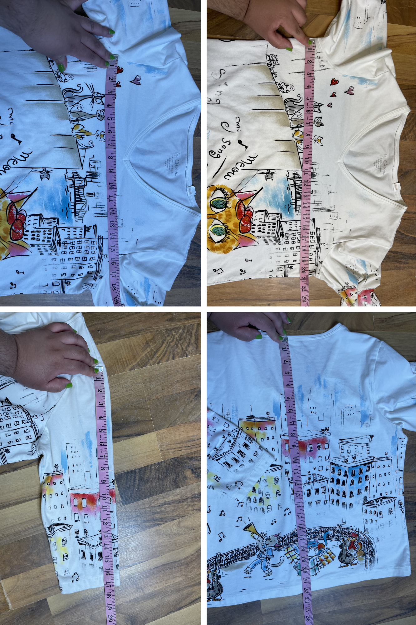 Bedazzled Cat Concert All Over Graphic 3/4 Sleeve Top Sz XL/XXL