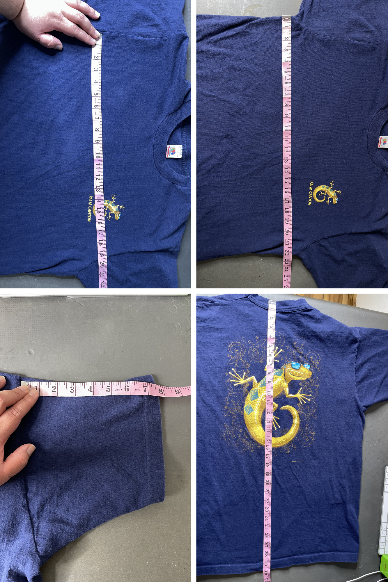 Vintage 90s Palm Canyon Gecko Navy Blue Graphic Tee Sz XL