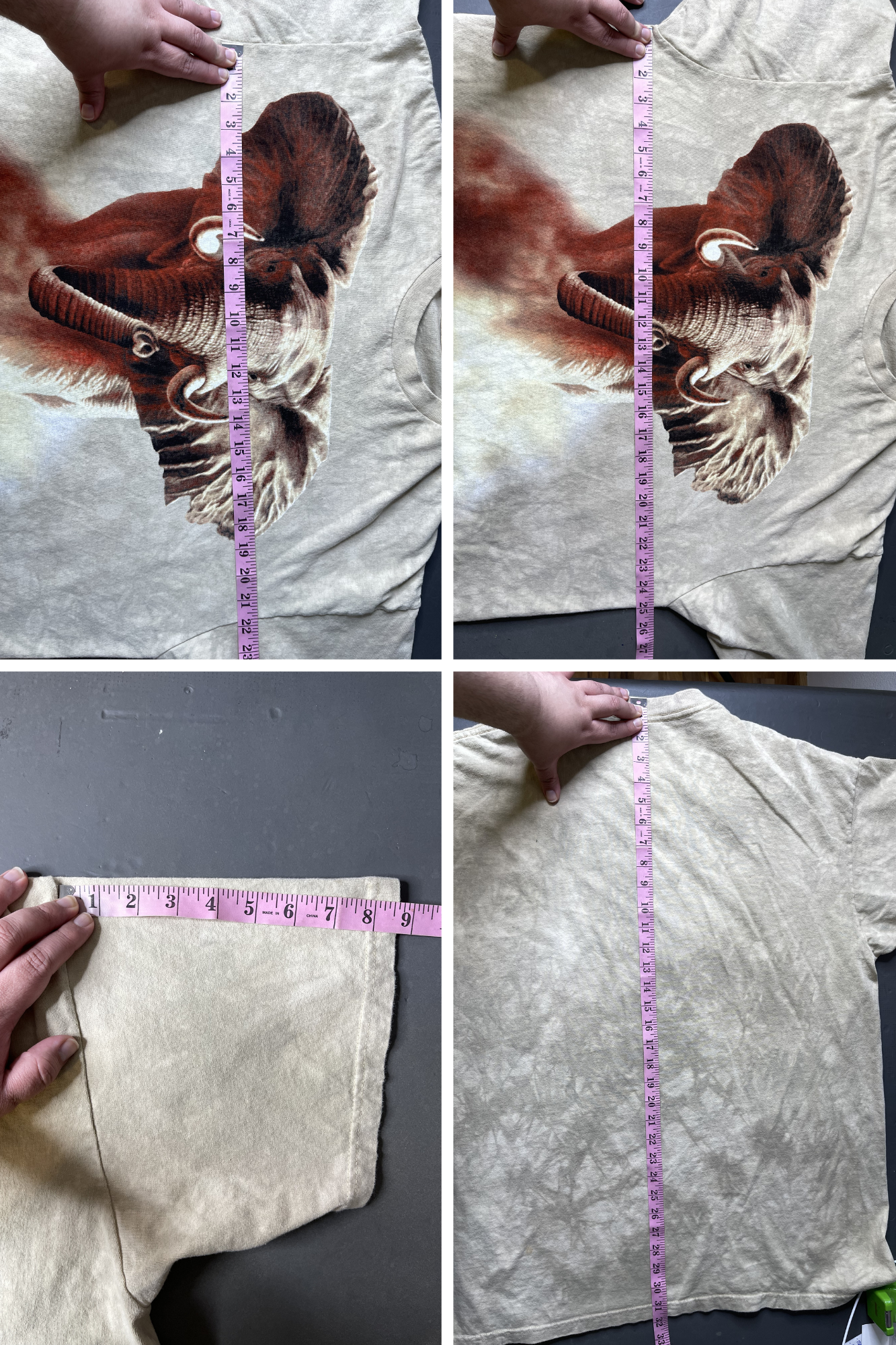 Vintage 2000s Safari Elephant Tie-Dye Oversized Graphic Tee Sz XL