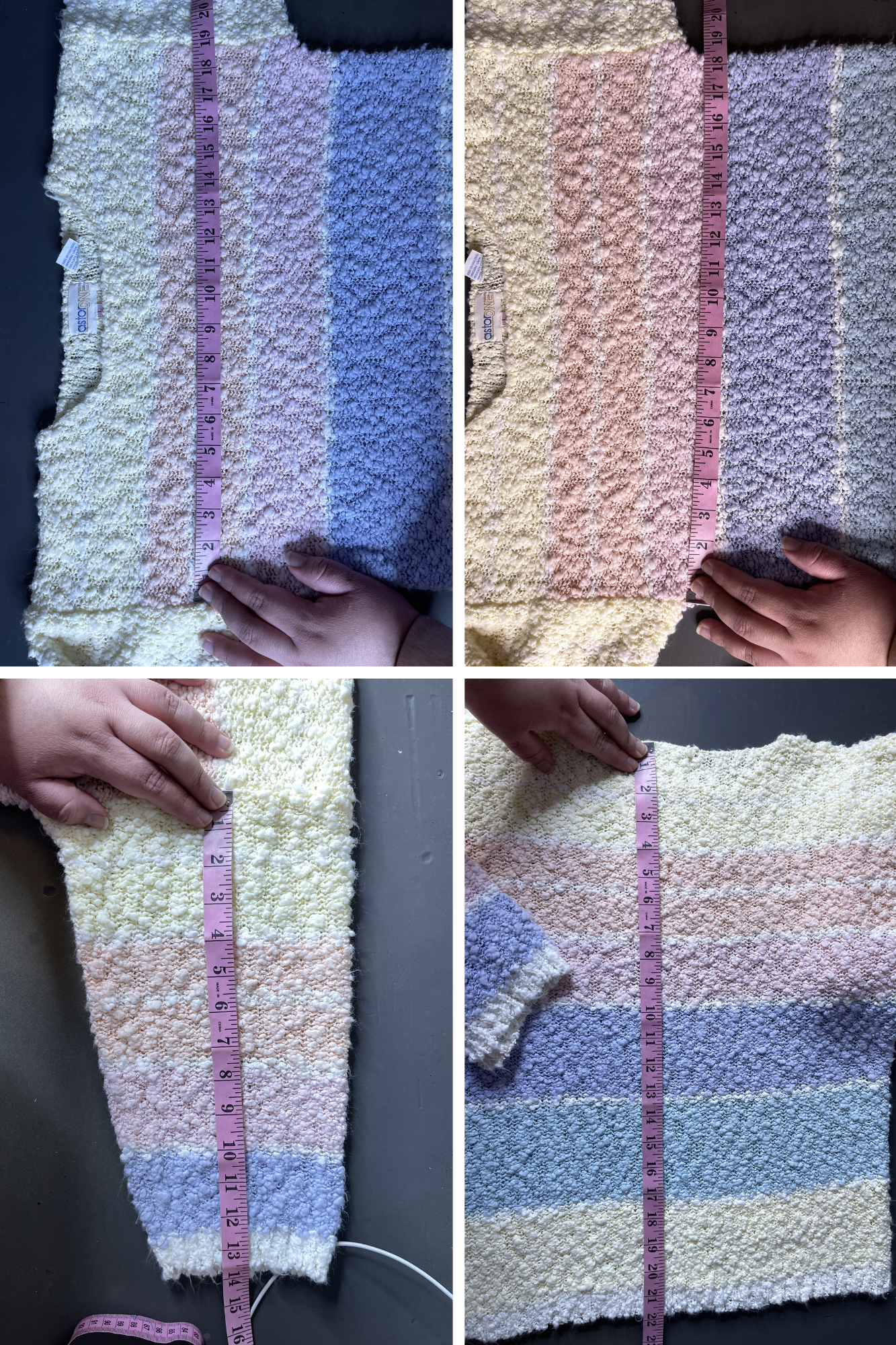 Vintage Pastel Knit Popcorn Textured 3/4 Sleeve Top Sz L