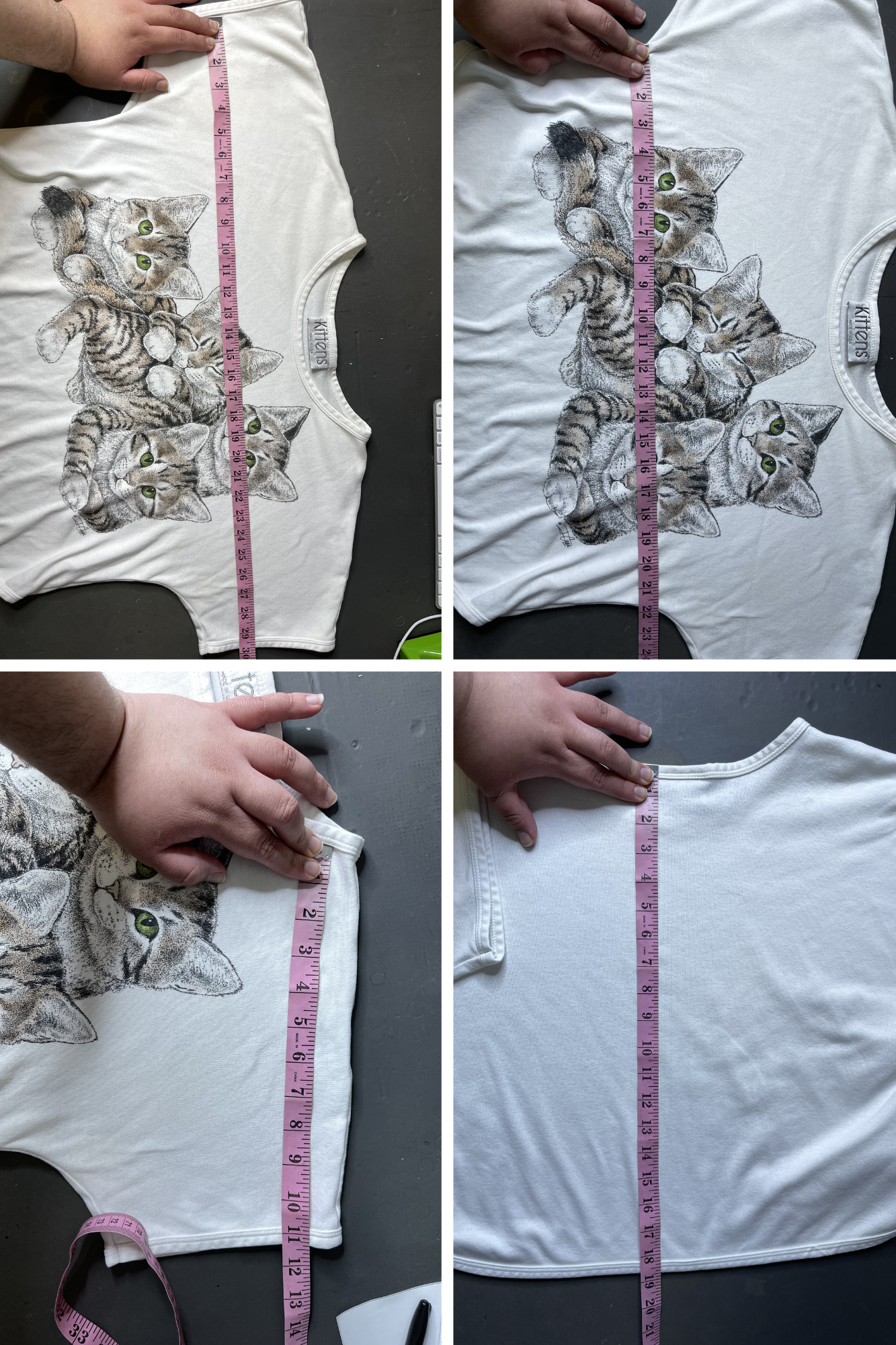 Vintage 90s Boxy Fit Kittens Graphic Cropped Tee Sz L/XL
