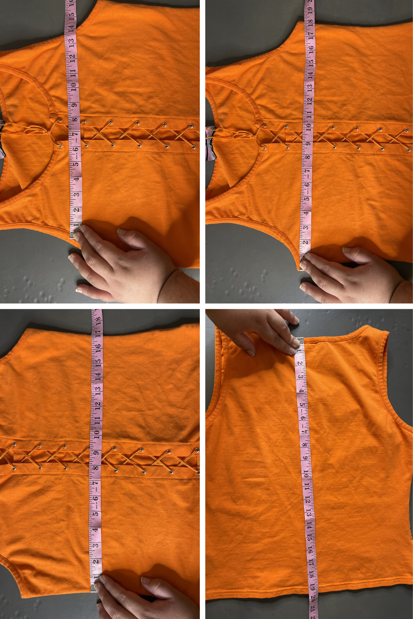 2000s Style Orange Lace Up Semi Cropped Tank Top Sz XL