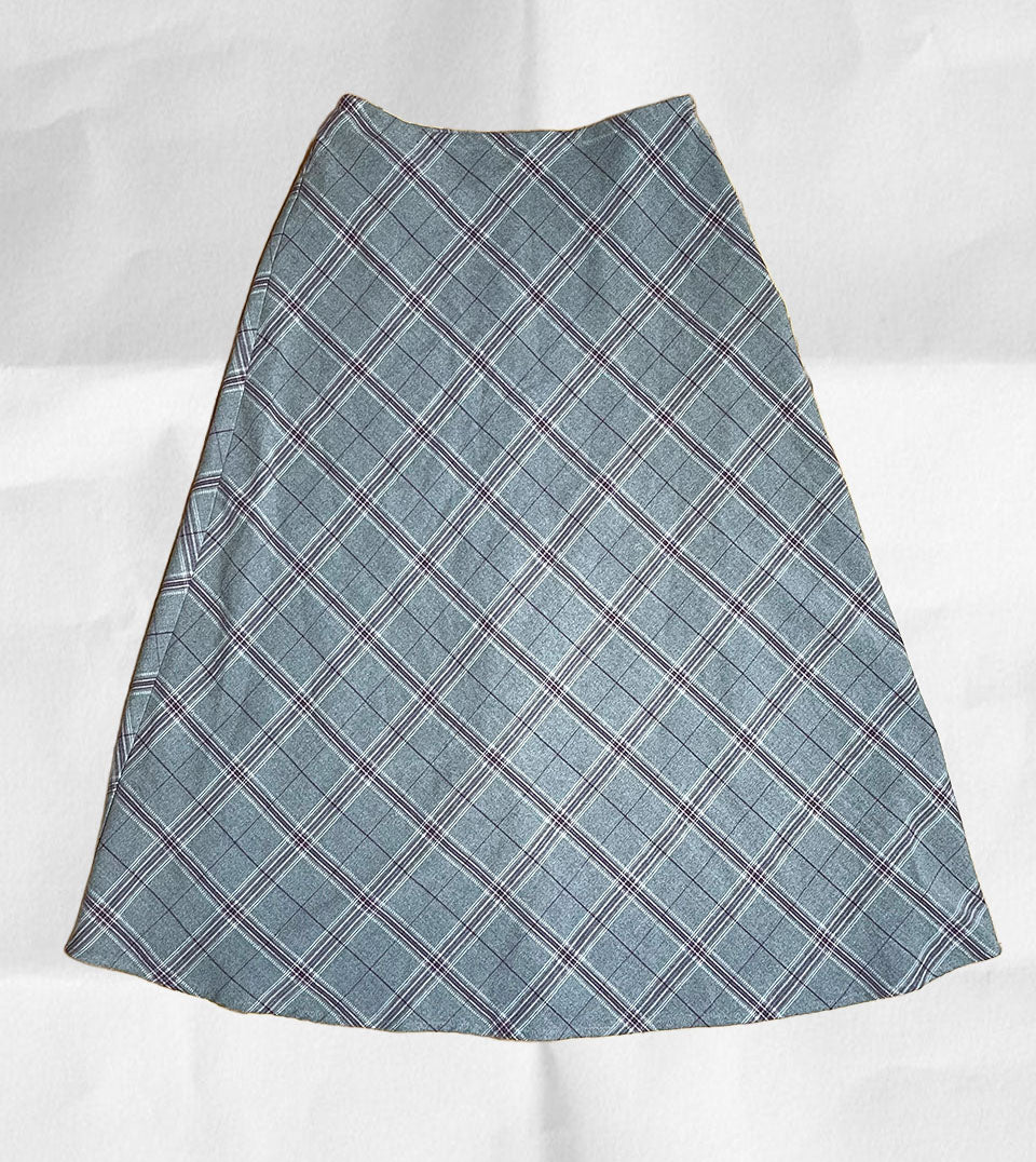 2000s Grey & Purple Plaid Maxi Skirt Sz 6