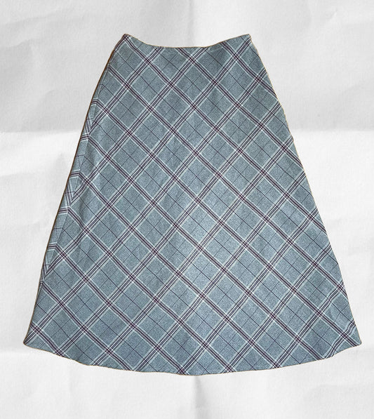 2000s Grey & Purple Plaid Maxi Skirt Sz 6