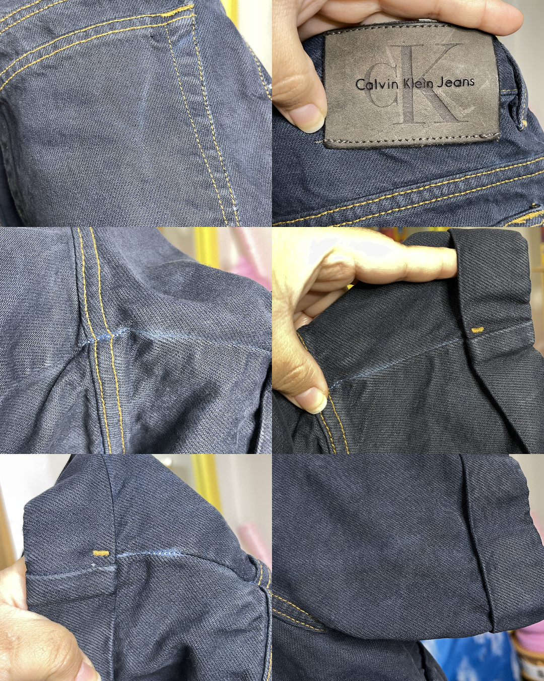 Vintage Dark Stone Blue Wash Denim Calvin Klein Cuffed Shorts Sz 12 30in