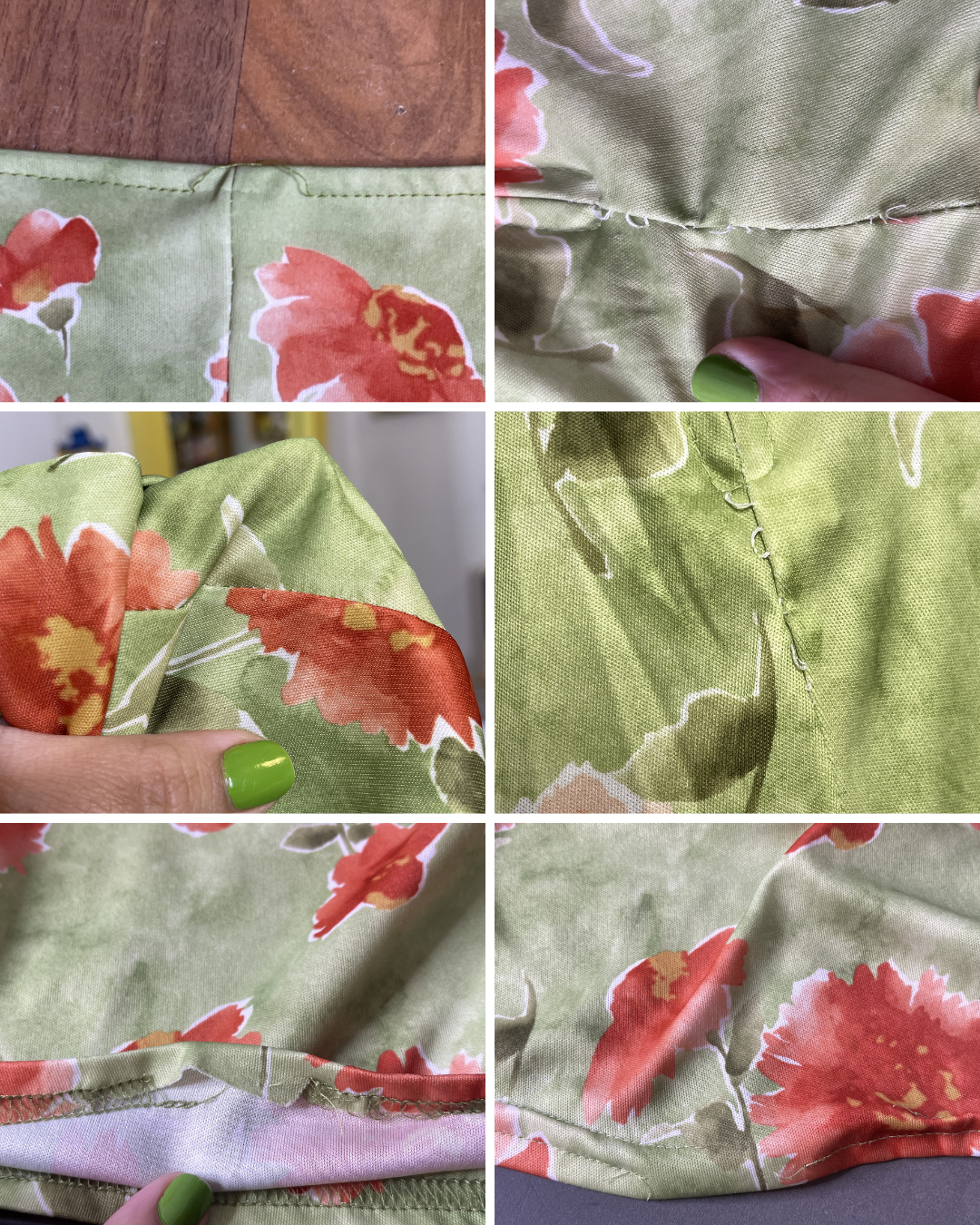Vintage 90s Green Flower Print Maxi Skirt Sz S/M