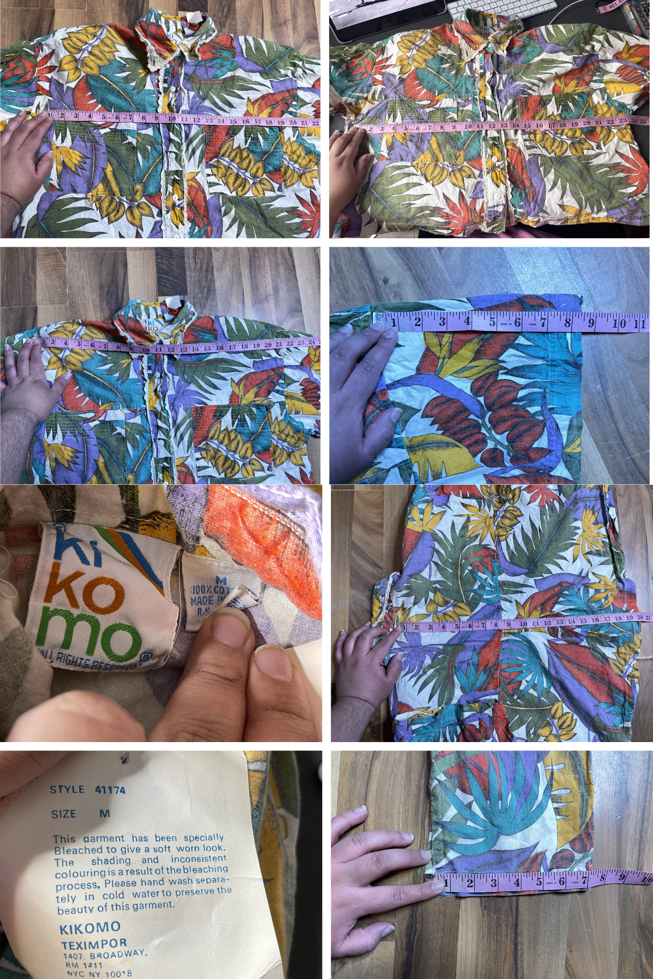 Vintage 90s Deadstock Colorful Leaf 2pc Set Sz M