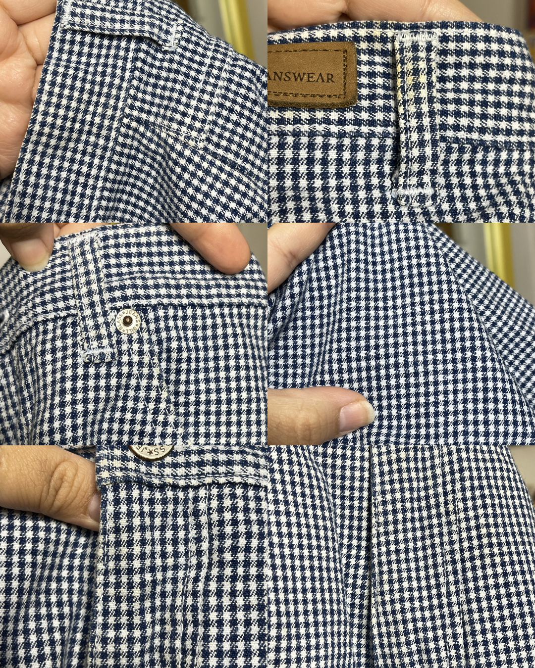 2000s Blue Houndstooth High Waisted Shorts Sz 10 31in