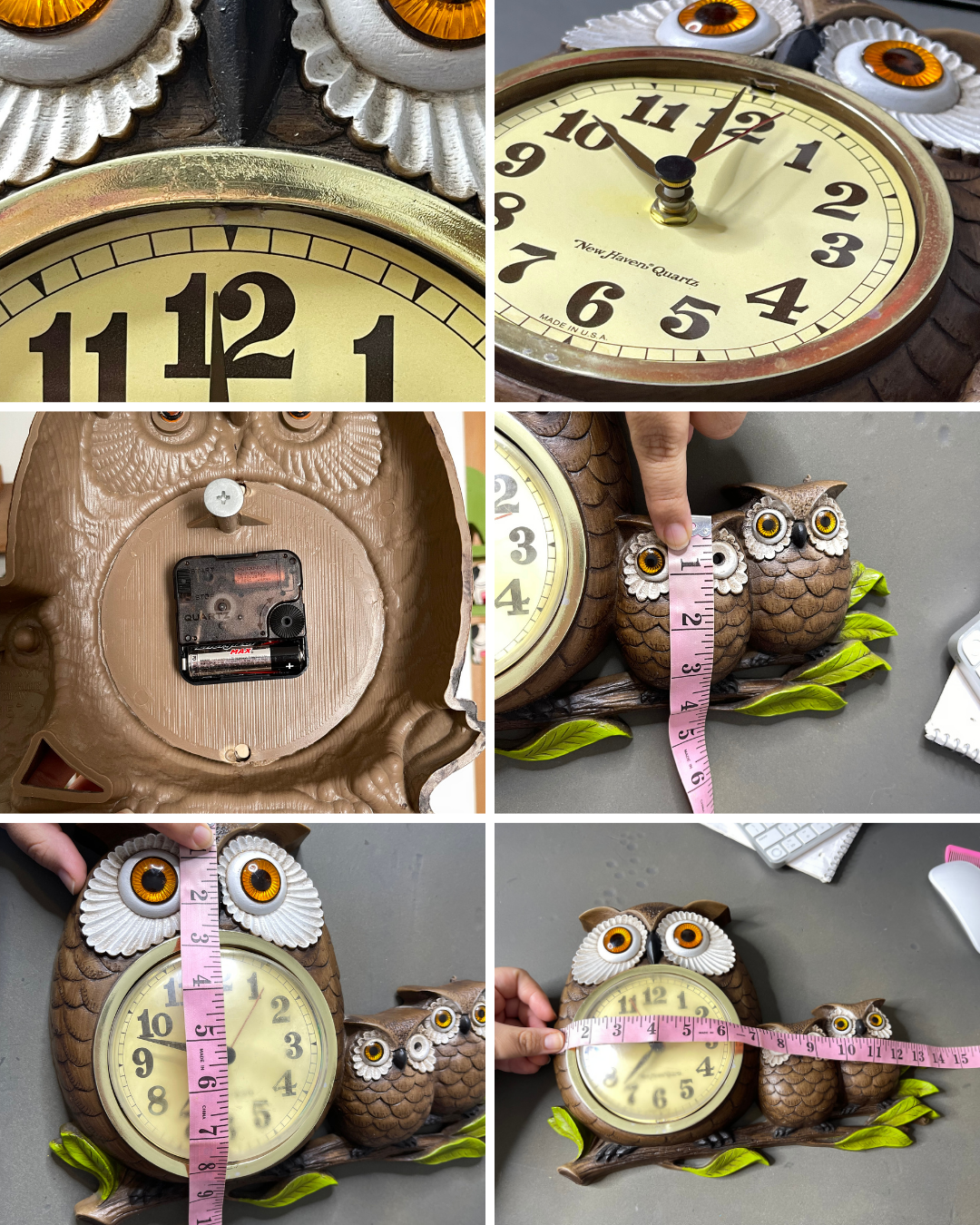 Vintage 70s Family Owl Plastic Nonworking Wall Clock