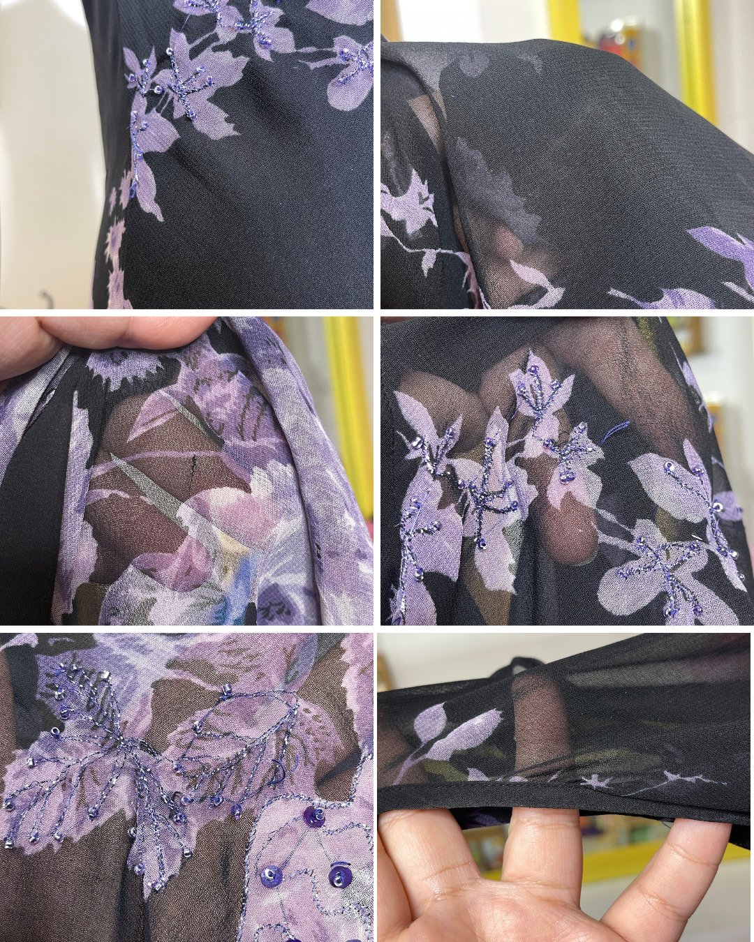 Vintage Purple Floral Sheer Layered Whimsigoth Asymmetrical Dress Sz S