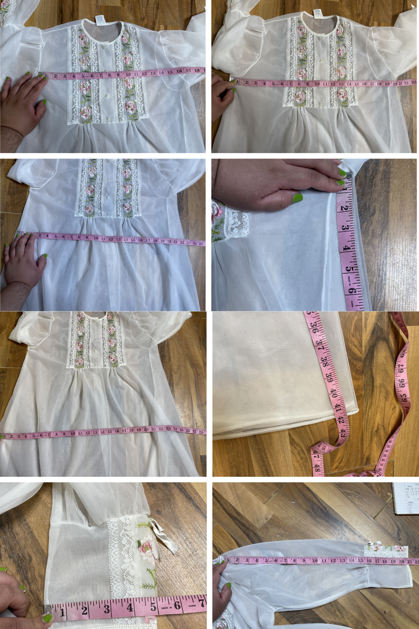 Vintage Dreamy Sheer Flower 2pc Nightgown Dress & Robe Set Sz M/L