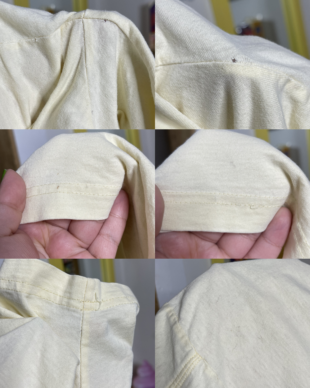 Vintage Nature Flower Print Pale Yellow Graphic Tee Sz L