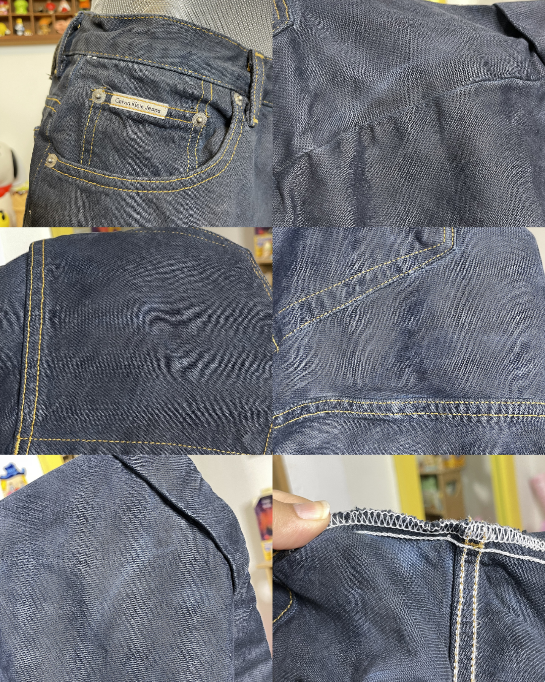 Vintage Dark Stone Blue Wash Denim Calvin Klein Cuffed Shorts Sz 12 30in