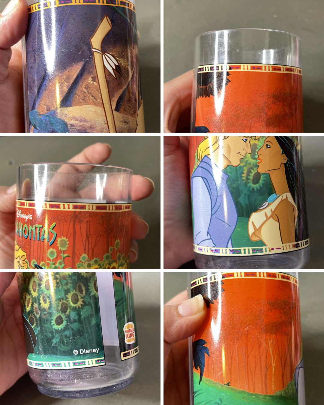 Vintage 90s Pocahontas Burger King 3pc Cup Set