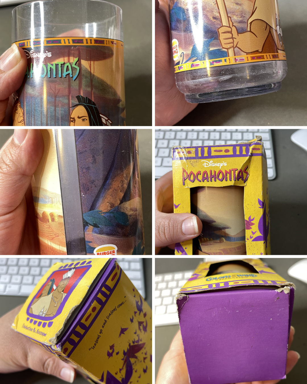 Vintage 90s Pocahontas Burger King 3pc Cup Set