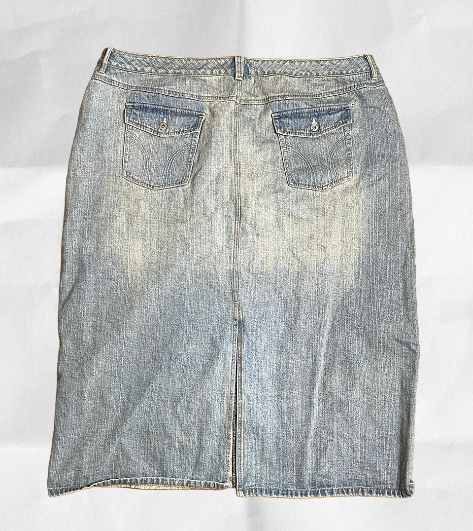 Plus Size Cato Distressed Style Denim Maxi Skirt Sz 28W