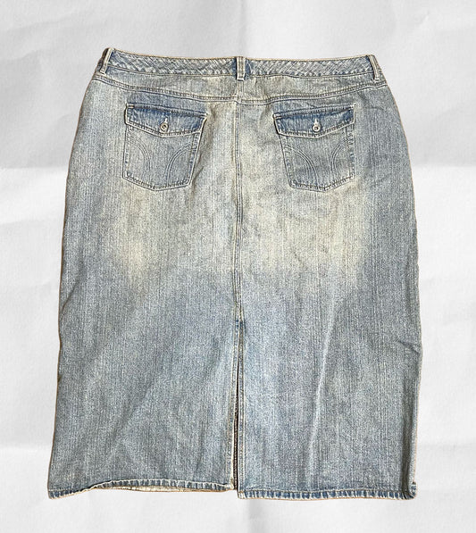 Plus Size Cato Distressed Style Denim Maxi Skirt Sz 28W