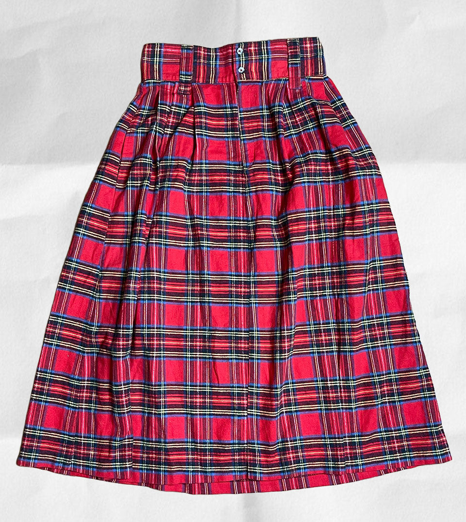 Vintage Plaid Tartan Flannel Midi Maxi Skirt Sz 28in
